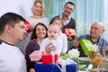 Baby`s birthday with big family Royalty Free Stock Photo