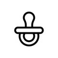 Baby`s dummy icon. Linear logo of nipple. Black simple illustration of children`s goods. Contour isolated vector image on white