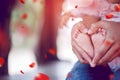 baby`s feet and father`s hands holding their feet with love and concern for their children Royalty Free Stock Photo