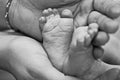 Baby's foot in mother hands