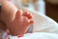 Baby `s heels on soft tuffle mat Royalty Free Stock Photo