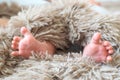 Baby `s heels on soft tuffle mat Royalty Free Stock Photo