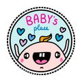 Baby`s place hand drawn vector illustration logo in cartoon doodle style