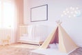 Baby`s room. Crib, tent, toned Royalty Free Stock Photo