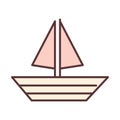 Baby sailboat toy, object newborn template line and fill design icon