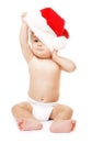 Baby-Santa with red Christmas hat Royalty Free Stock Photo