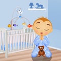 Baby says prayer before going to sleep Royalty Free Stock Photo
