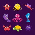 Baby Sea Creatures, Vector Illustration Set Royalty Free Stock Photo