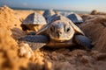 Baby sea turtles in the sand on the seashore. Sri Lanka Royalty Free Stock Photo