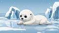 A baby seal laying on the ice