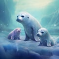 Baby seals playing at the North Pole