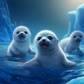 Baby seals playing at the North Pole