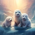 Baby seals playing at the North Pole