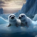 Baby seals playing at the North Pole