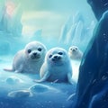 Baby seals playing at the North Pole