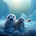 Baby seals playing at the North Pole