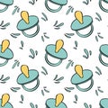 Baby seamless pattern. Children items in cartoon style