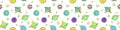 Baby seamless pattern. Different multicolored cartoon planets and stars in space. Vector Cosmic background and texture