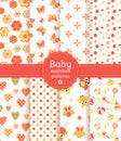 Baby seamless patterns in pastel colors. Vector se