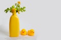 Baby shampoo with herbs on a white background, rubber yellow ducks Royalty Free Stock Photo