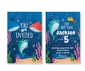Baby shark party invitation card Royalty Free Stock Photo