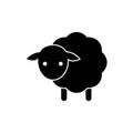 Baby sheep icon. Vector drawing. Lamb black silhouette on white background. Royalty Free Stock Photo