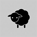 Baby sheep icon. Vector drawing. Lamb black and white silhouette. Royalty Free Stock Photo