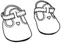 Baby Shoes Doll Cute Heart Sketch Drawing Illustration Simple Hand Drawn Drawn Graphic Graphics Outline Pencil Sketching Draw Blac