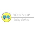 Baby shop logo template. Booties. Sign, label for children and kids center, school and other design