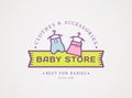 Baby shop logo. Vector symbol with children`s clothes.