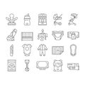 Baby Shop Selling Tool Collection Icons Set Vector .