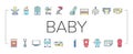 Baby Shop Selling Tool Collection Icons Set Vector .