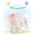 Baby shower animal illustration cute little elephant