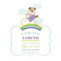 Baby Shower or Arrival Card - Baby Dog on a Bike Royalty Free Stock Photo