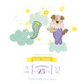 Baby Shower or Arrival Card - Baby Dog Catching Stars