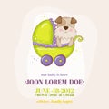 Baby Shower or Arrival Card - Baby Dog Girl Royalty Free Stock Photo