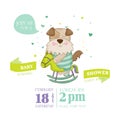 Baby Shower or Arrival Card - Baby Dog Royalty Free Stock Photo