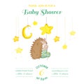 Baby Shower or Arrival Card - Baby Hedgehog Catching Stars