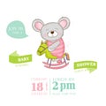 Baby Shower or Arrival Card - Baby Mouse Girl Royalty Free Stock Photo