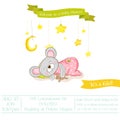 Baby Shower or Arrival Card - Baby Mouse Girl Royalty Free Stock Photo