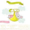 Baby Shower or Arrival Card - Baby Mouse Girl Royalty Free Stock Photo