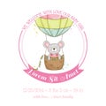 Baby Shower or Arrival Card - Baby Mouse Girl Royalty Free Stock Photo