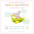 Baby Shower or Arrival Card - Baby Mouse Girl Royalty Free Stock Photo