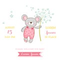 Baby Shower or Arrival Card - Baby Mouse Girl Royalty Free Stock Photo