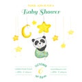 Baby Shower or Arrival Card - Baby Panda Catching Stars