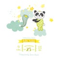 Baby Shower or Arrival Card - Baby Panda Catching Stars