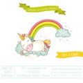 Baby Shower or Arrival Card - Baby Unicorn Girl