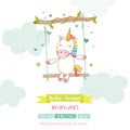 Baby Shower or Arrival Card - Baby Unicorn Girl Royalty Free Stock Photo