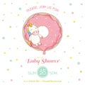 Baby Shower or Arrival Card - Baby Unicorn Girl Royalty Free Stock Photo