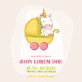 Baby Shower or Arrival Card - Baby Unicorn Girl Royalty Free Stock Photo